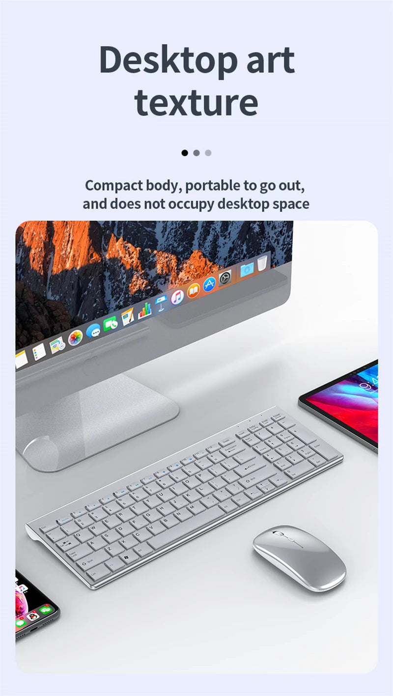 Bluetooth 5.0 & 2.4G Wireless Keyboard and Mouse Combo Mini Multimedia Keyboard Mouse Set for Laptop PC TV iPad Macbook Android