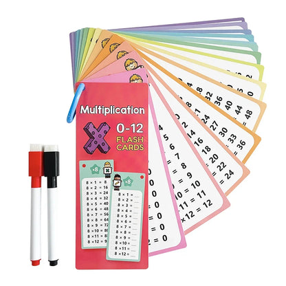 Beginners in 0-12 Mathematical Calculations Self Test Training Card, Maths Fact Learning Tools for Primary School Montessori