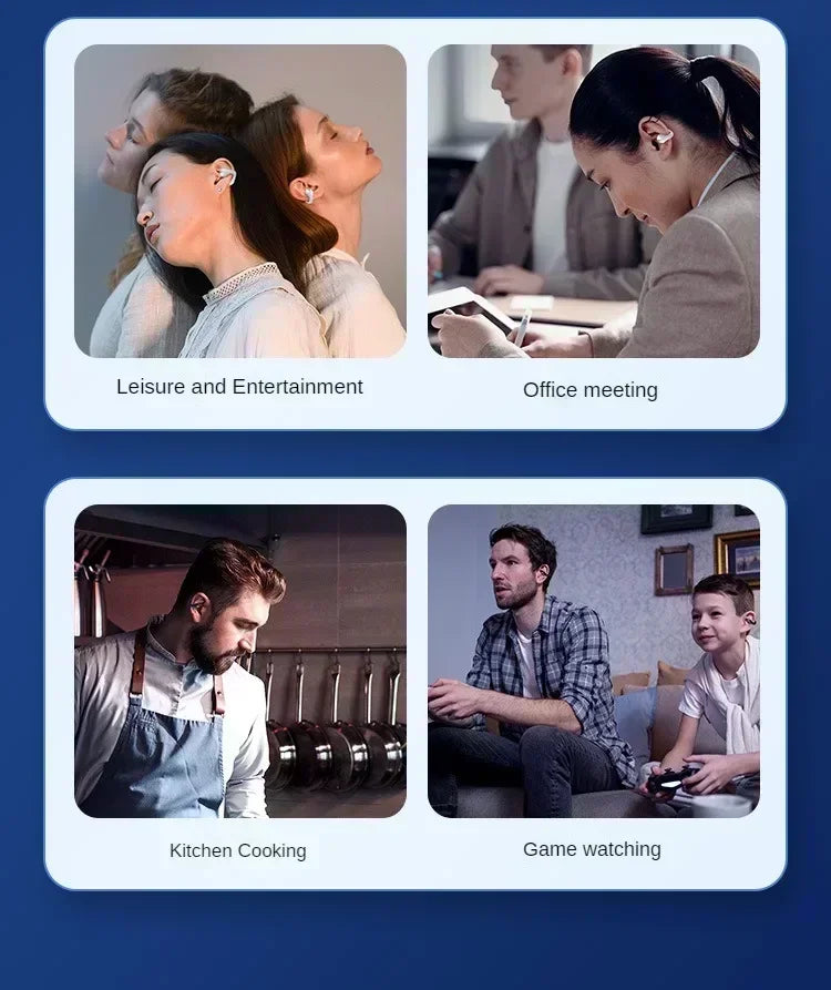 New Fone Bluetooth Headset 5.3 Wireless Air Conduction Headphones Clip Ear Music Noise Canceling HD Call Sports Gaming Earphone