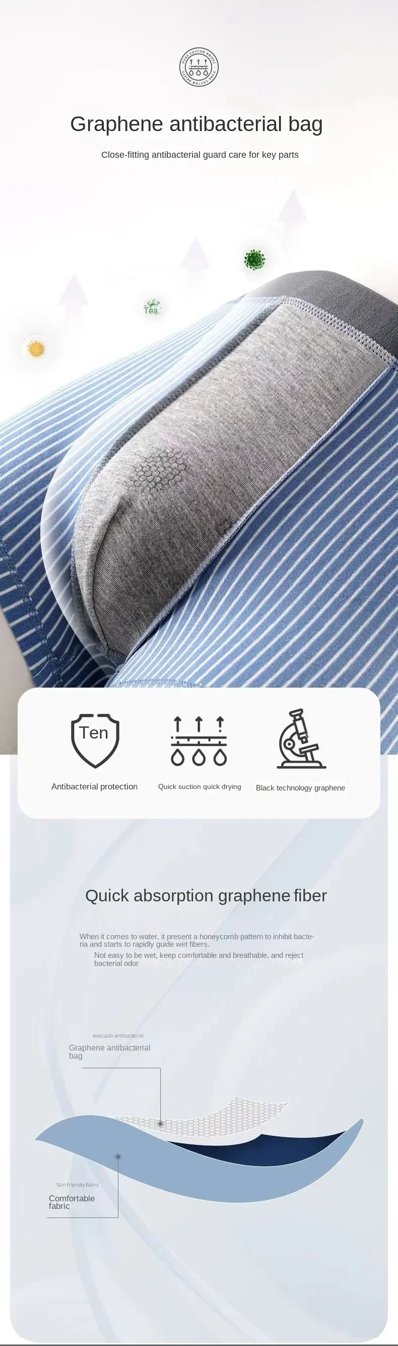 1Pcs Boxer Shorts Men's Underwear Sexy Panties Cotton Striped Man Underpants Male Boxers Homme U Convex Lingerie Free Shipping