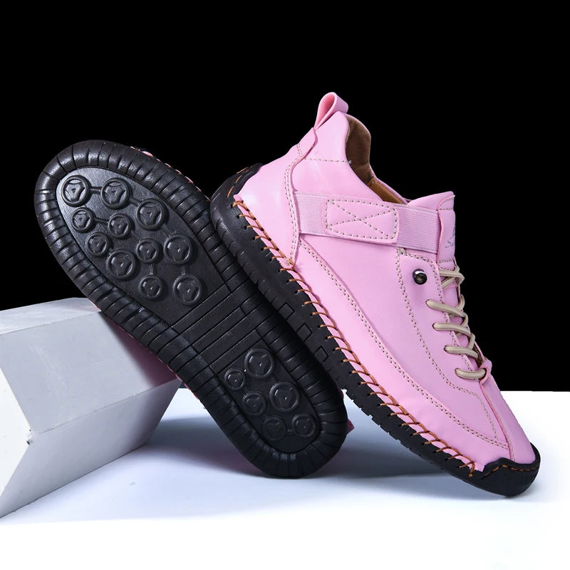 Handmade Women's Shoes Casual Ankle Boots Comfortable Slip-Resistant Breathable Shoes Elastic Strap Outdoor Walking Flat Shoes