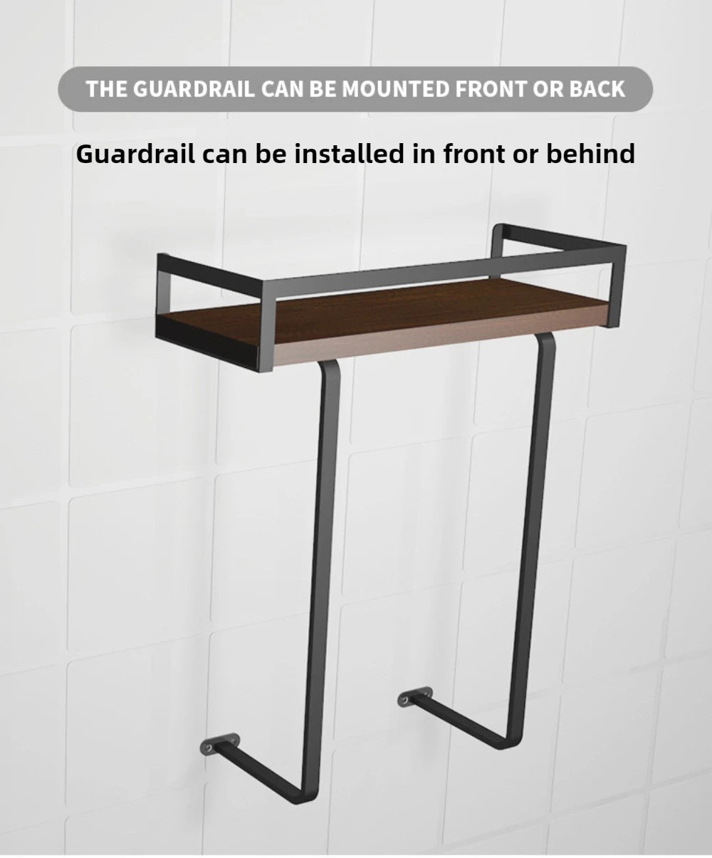 Bathroom Towel Rack Made of Iron and Wooden Wall Mounted Shampoo Shelf Shower Holder Toilet Storage Bar Hardware Accessories