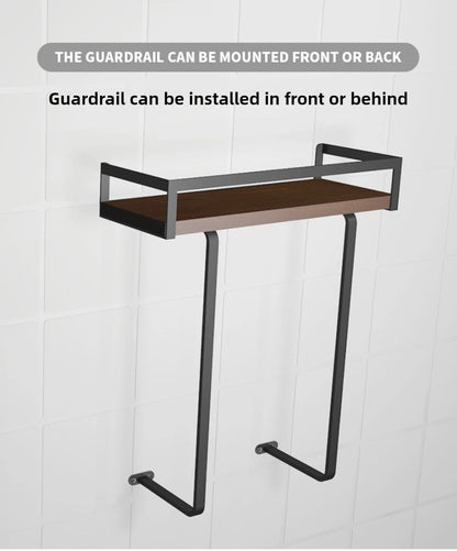 Bathroom Towel Rack Made of Iron and Wooden Wall Mounted Shampoo Shelf Shower Holder Toilet Storage Bar Hardware Accessories