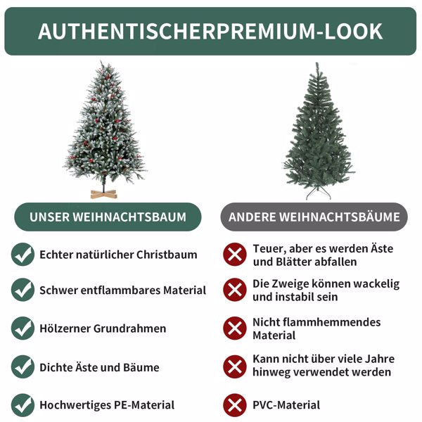 Artificial Christmas Tree 150 cm Densely Filled Branches Premium PE/PVC Christmas Tree with Pine Cones and Red Berries