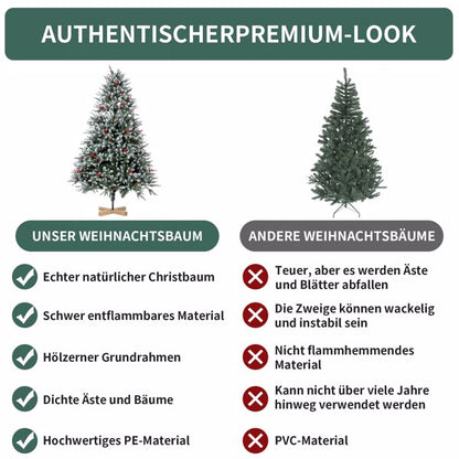 Artificial Christmas Tree 150 cm Densely Filled Branches Premium PE/PVC Christmas Tree with Pine Cones and Red Berries