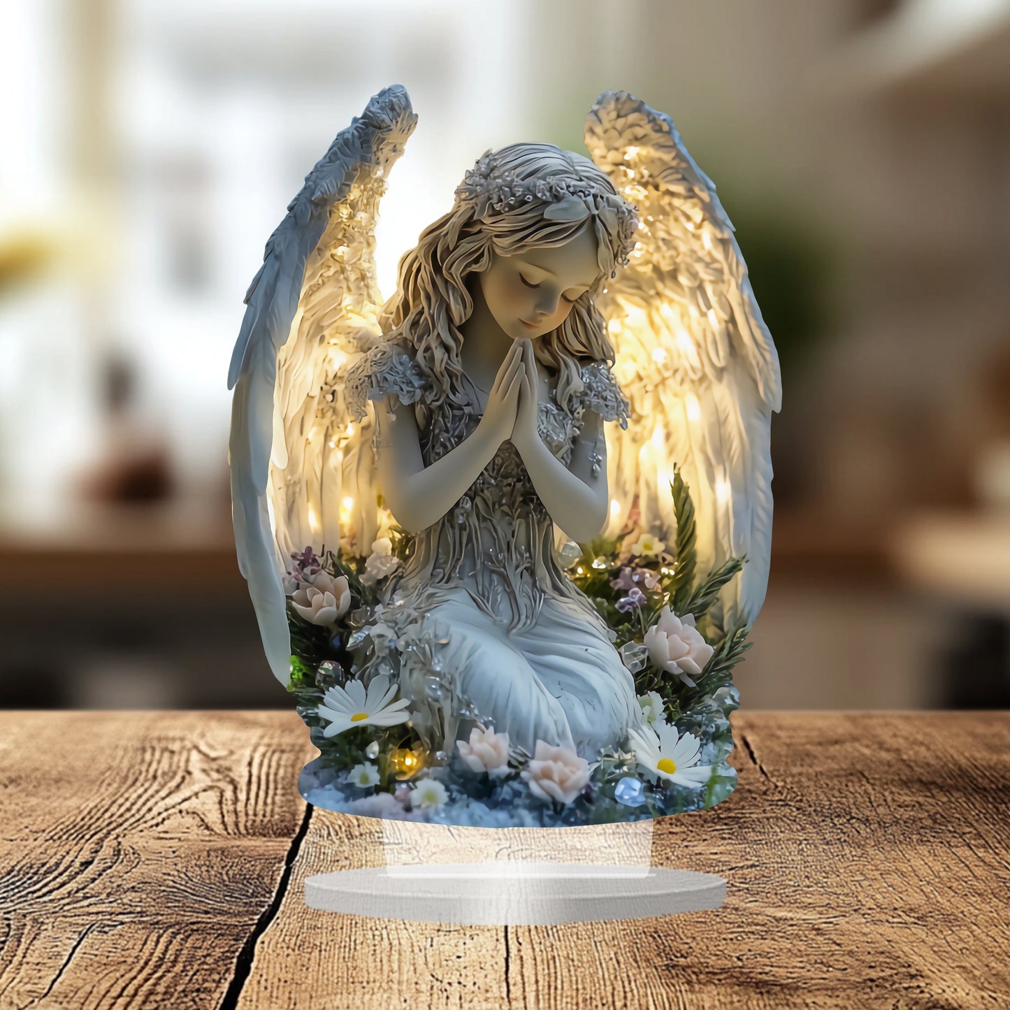 Prayer Angel Figurine – Acrylic Ornament for Calm & Warm Home Décor