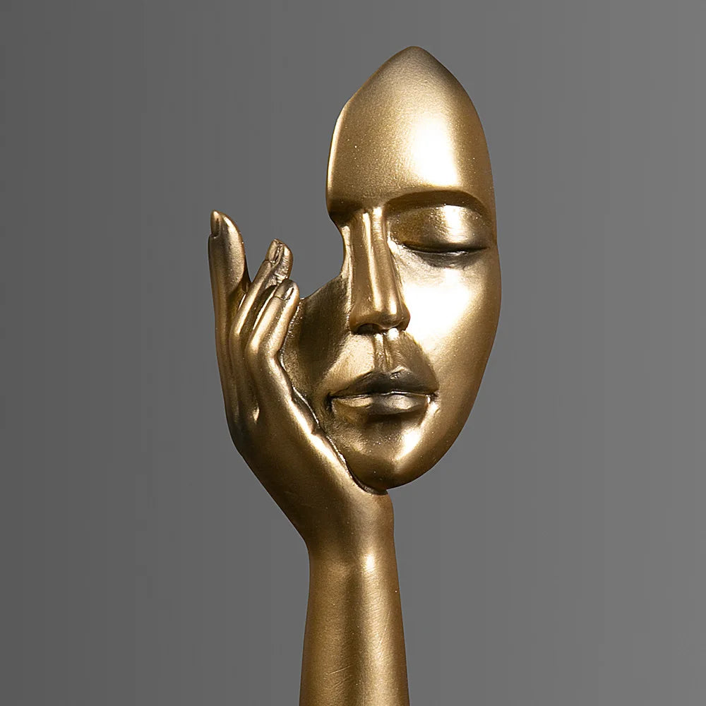 Luxury Abstract Resin Ornament – Hand-Held Face Sculpture for Modern Home & Office