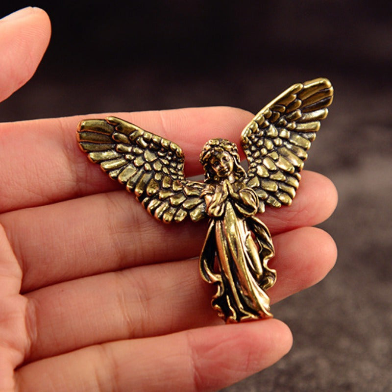 Cupid Angel Statue – Antique Copper Brass Figurine for Desktop & Home Decor