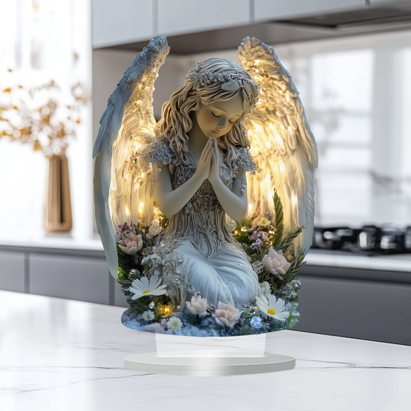Prayer Angel Figurine – Acrylic Ornament for Calm & Warm Home Décor