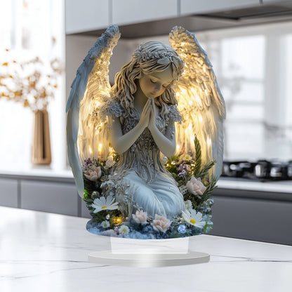 Prayer Angel Figurine – Acrylic Ornament for Calm & Warm Home Décor
