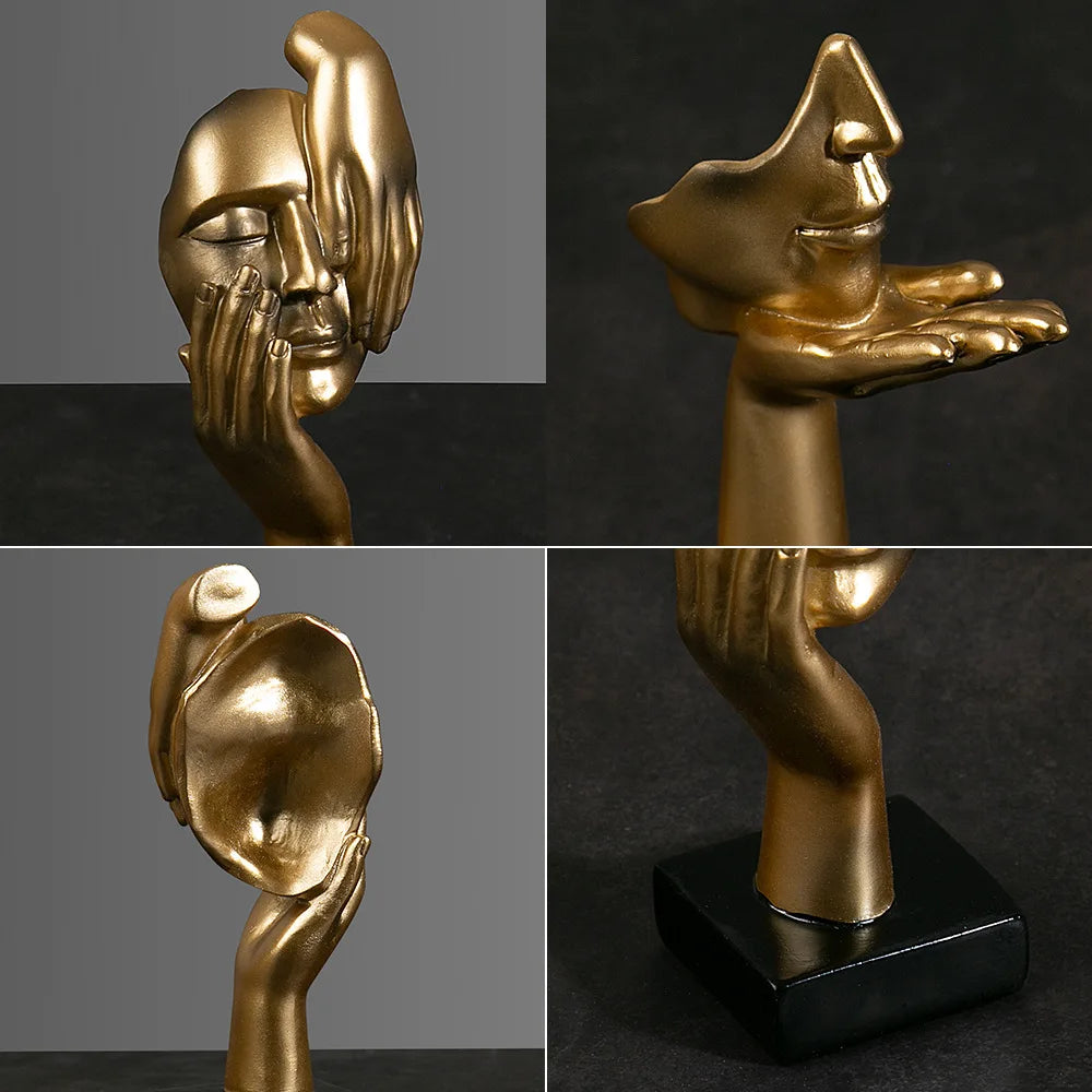 Luxury Abstract Resin Ornament – Hand-Held Face Sculpture for Modern Home & Office