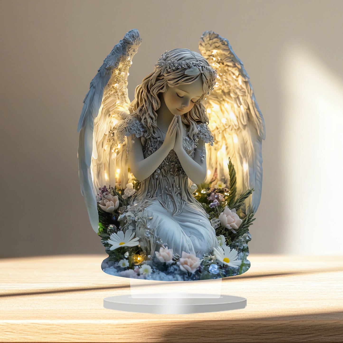 Prayer Angel Figurine – Acrylic Ornament for Calm & Warm Home Décor