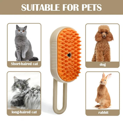 Steam Cat Brush – Foldable 3-in-1 Grooming Tool with Spray, Massage & Hair Removal