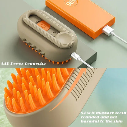 Steam Cat Brush – Foldable 3-in-1 Grooming Tool with Spray, Massage & Hair Removal