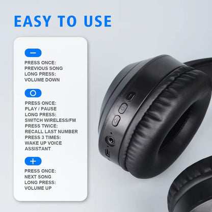 Premium Wireless Bluetooth 5.3 Headsets for Sports, Gaming, and Music – HD Mic & AUX/TF Support