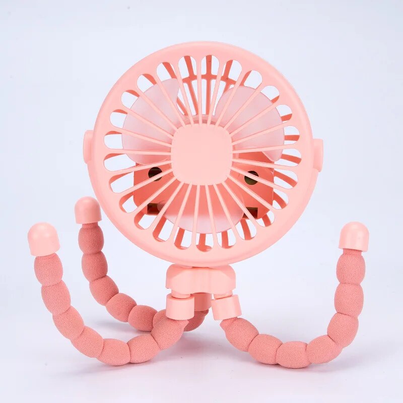 Portable USB Rechargeable Mini Stroller Fan – Multifunctional Octopus Design